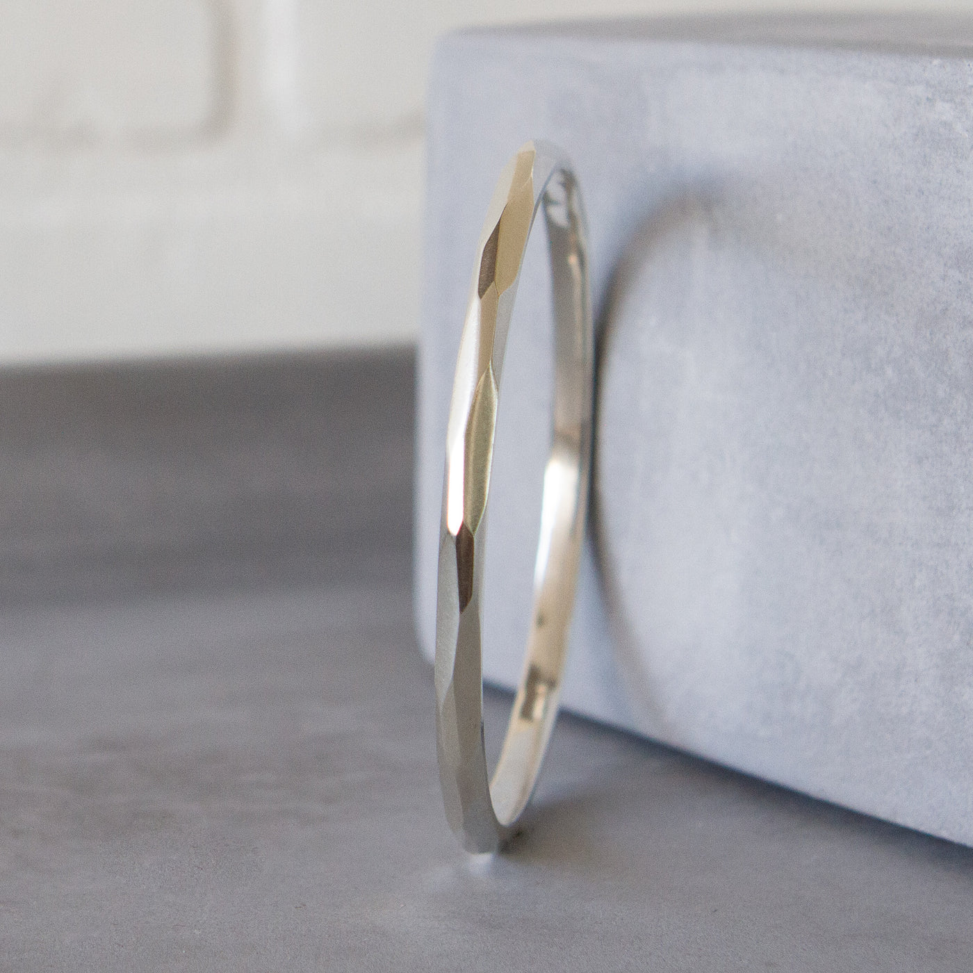Thin Denali Faceted Bangle side view by Corey Egan