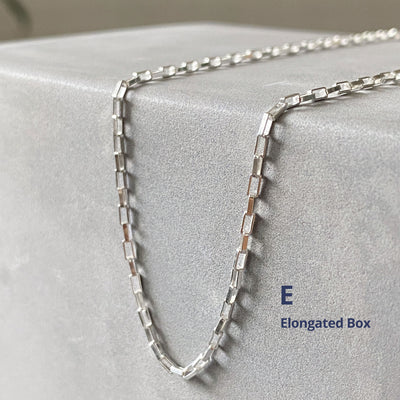 sterling silver elongated box chain