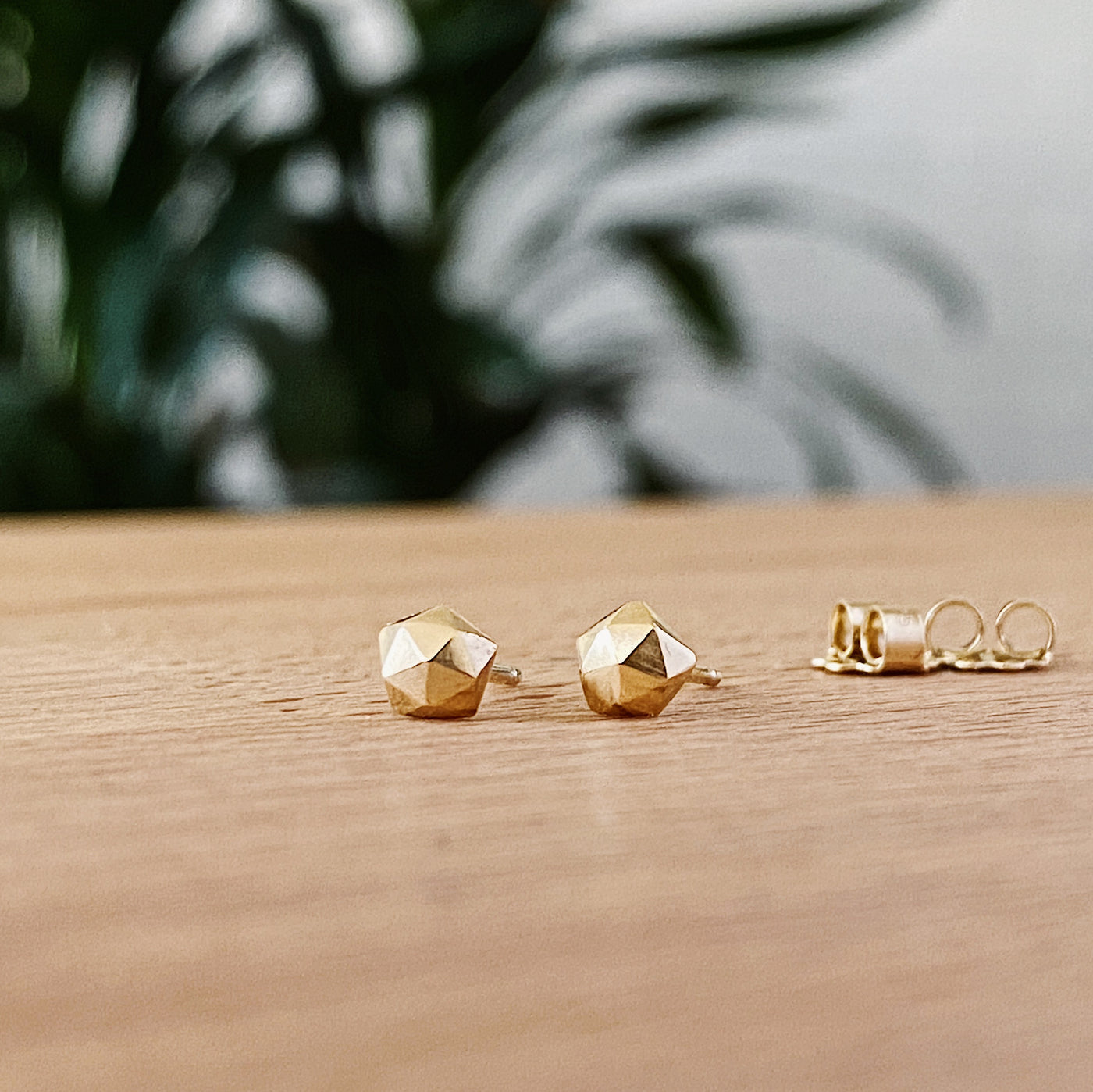 Micro Fragment small faceted stud earrings in gold vermeil by Corey Egan
