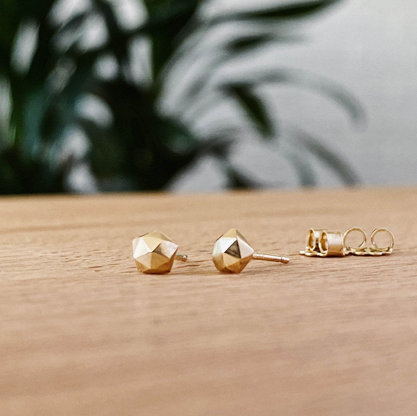 Micro Fragment small faceted stud earrings in gold vermeil by Corey Egan view #2