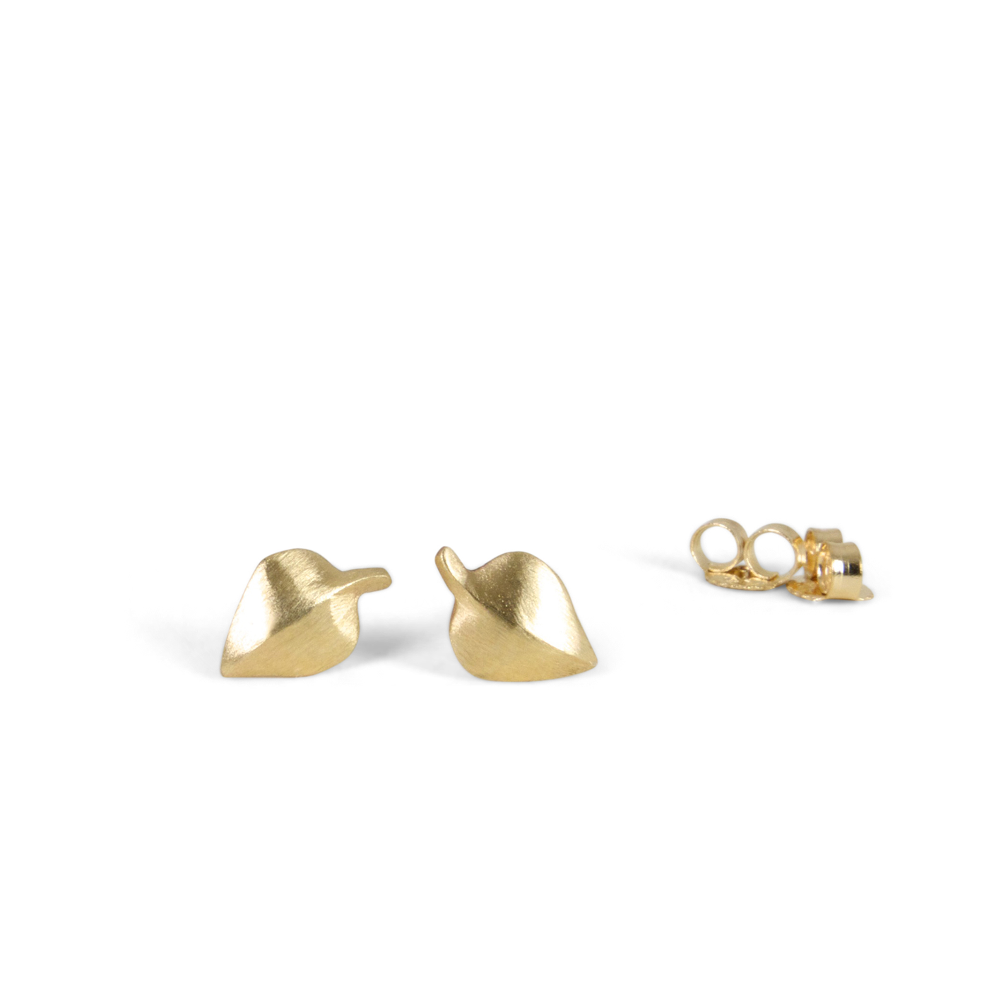 Yellow Gold Aspen Stud Earrings on a white background by Corey Egan