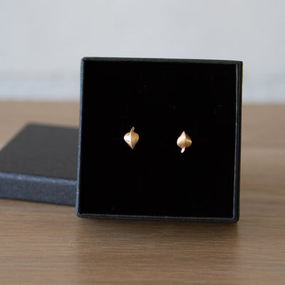 Yellow Gold Aspen Stud Earrings in a gift boxby Corey Egan
