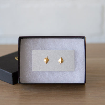 Aspen Leaf Vermeil Stud Earrings in a gift box