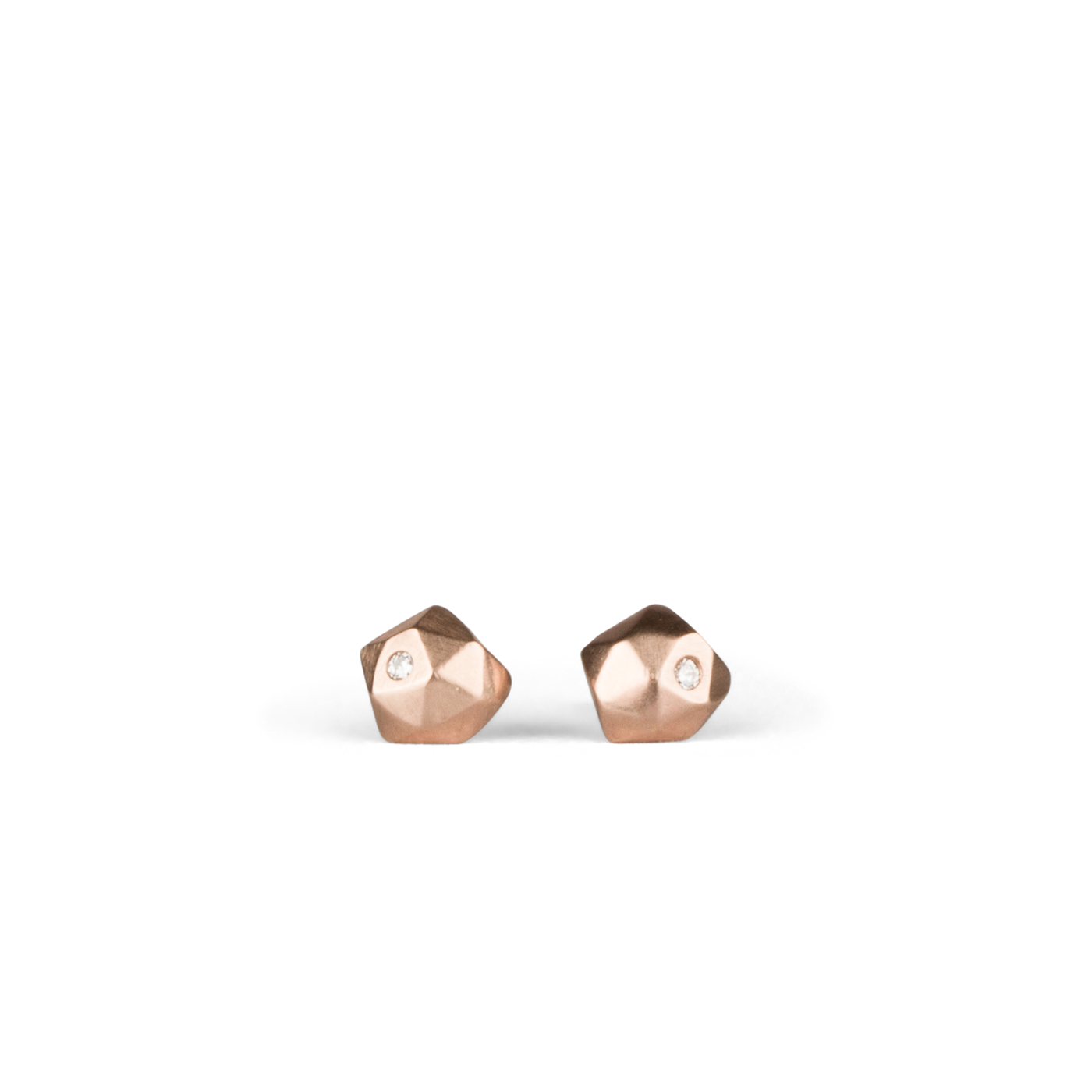 Rose Gold and Diamond Micro Fragment Stud Earrings by Corey Egan