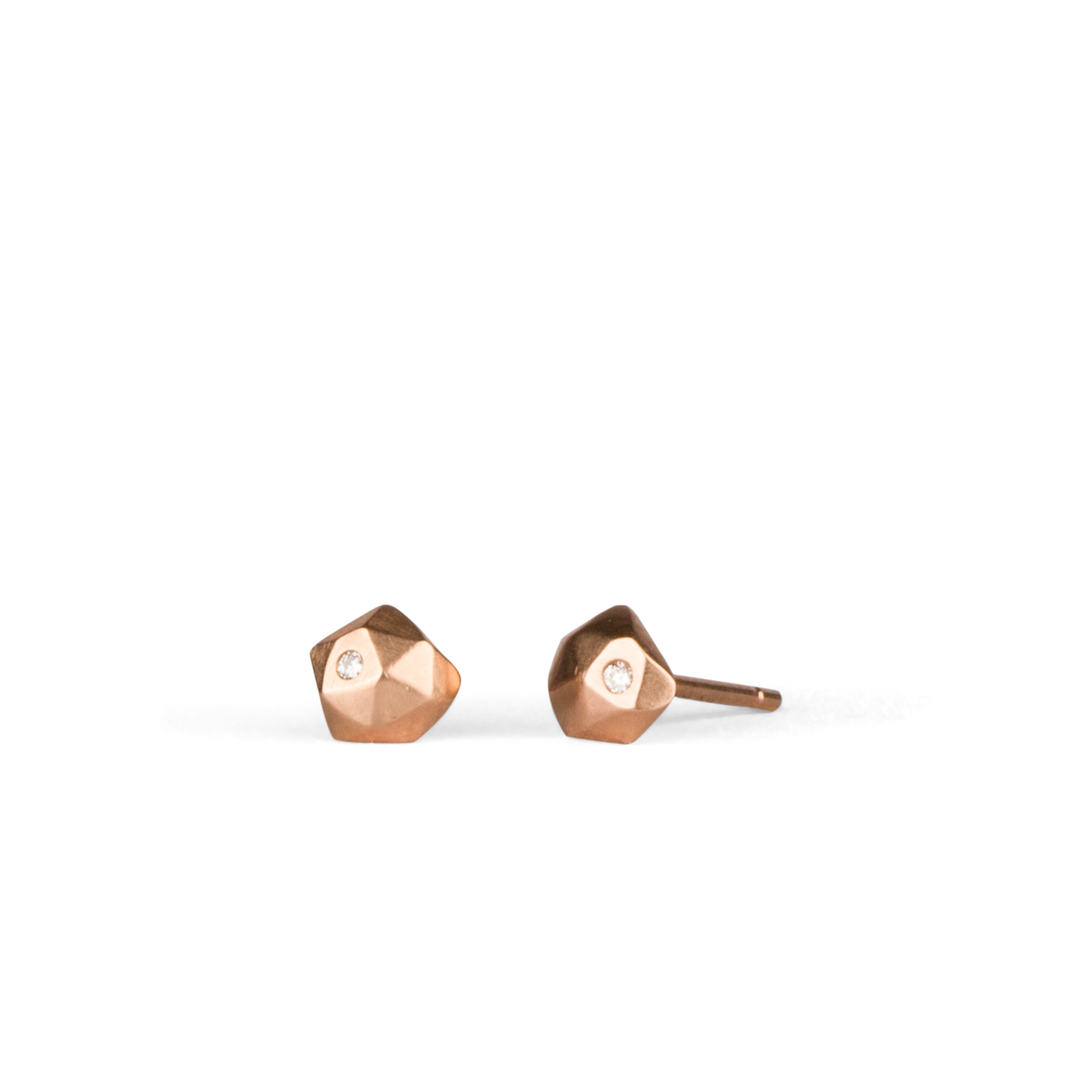 Rose Gold and Diamond Micro Fragment Stud Earrings by Corey Egan