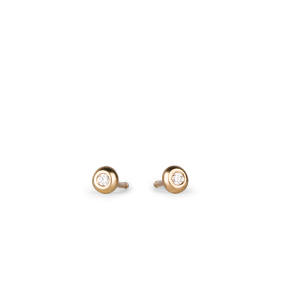 Yellow Gold Diamond Droplet Studs by Corey Egan on a white background