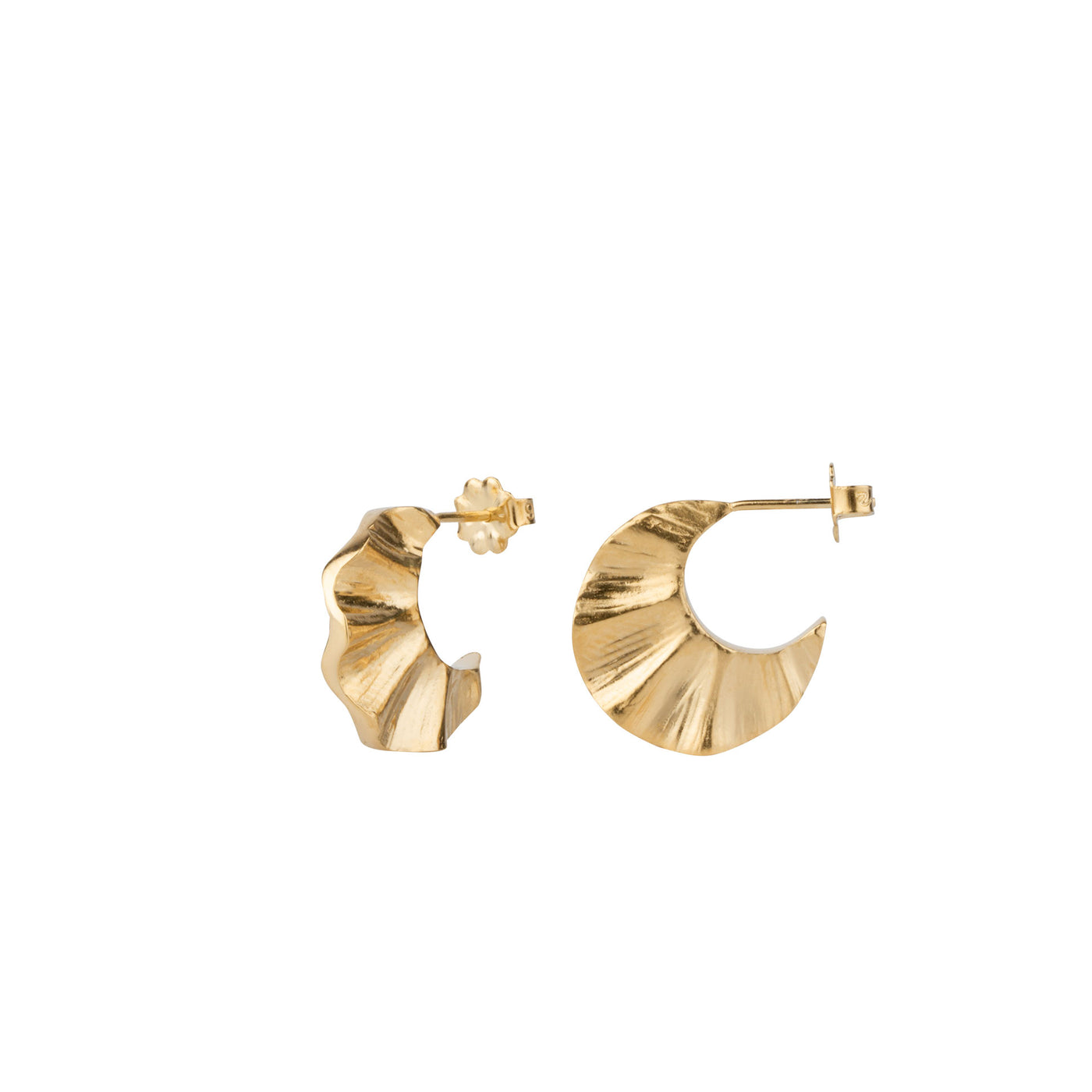 Vermeil Wave Hoops by Corey Egan on a white background