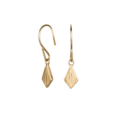 Flame Vermeil Dangle Earrings by Corey Egan side view on a white background