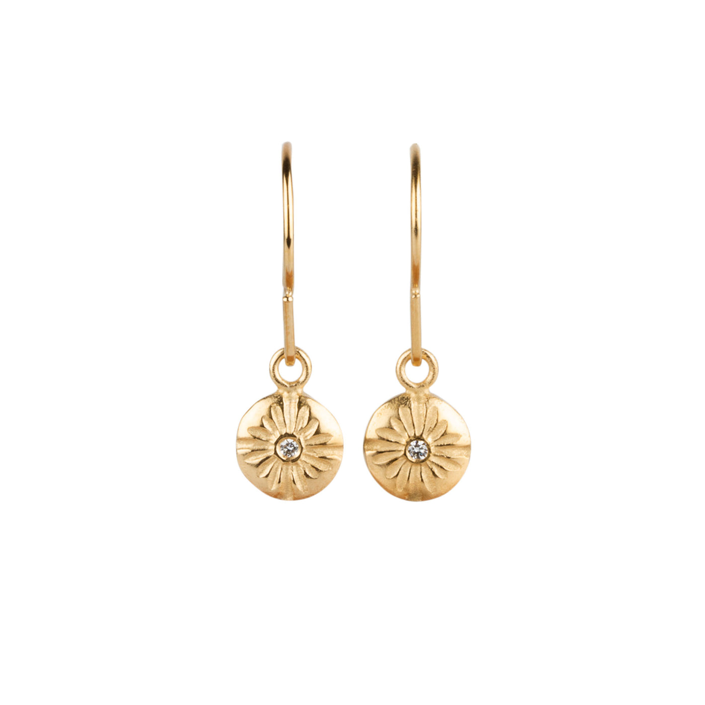 Small Lucia Dangle Earrings in Vermeil on a white background by Corey Egan