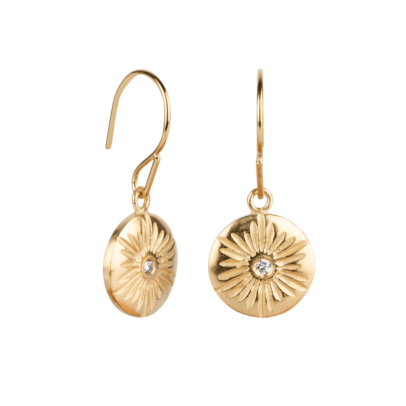 Lucia Large Dangle Earrings in Vermeil side view on a white background | Corey Egan
