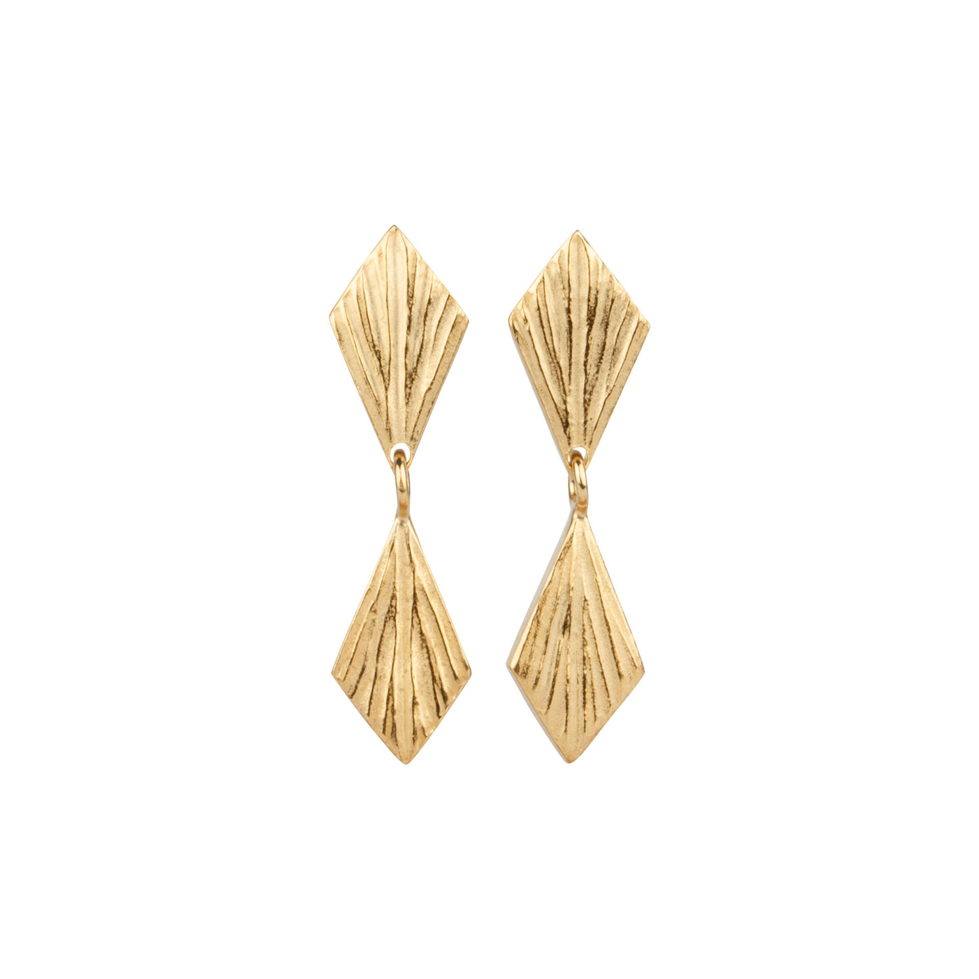 Double Flame Vermeil Dangle Earrings on a white background
