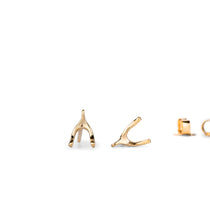 14k Yellow Gold Wishbone Stud Earrings by Corey Egan