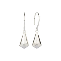 Silver Faceted Drop Dangle Earrings on a white background