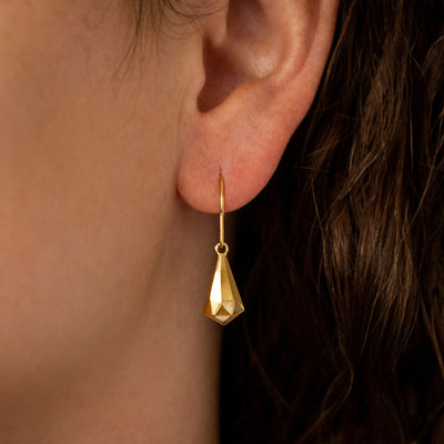 Vermeil and Diamond Crystal Fragment Earrings on an ear