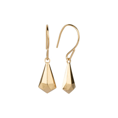 Side view of Vermeil Crystal Fragment Dangle Earrings on a white background