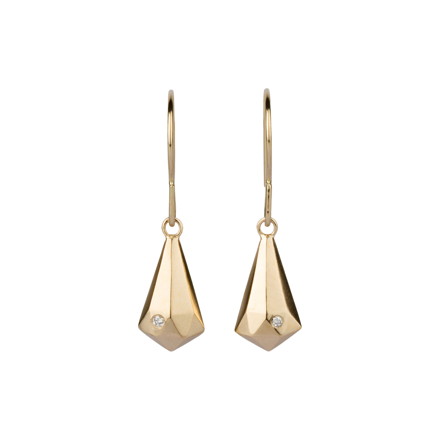 Gold and Diamond Crystal Fragment Earrings on a white background