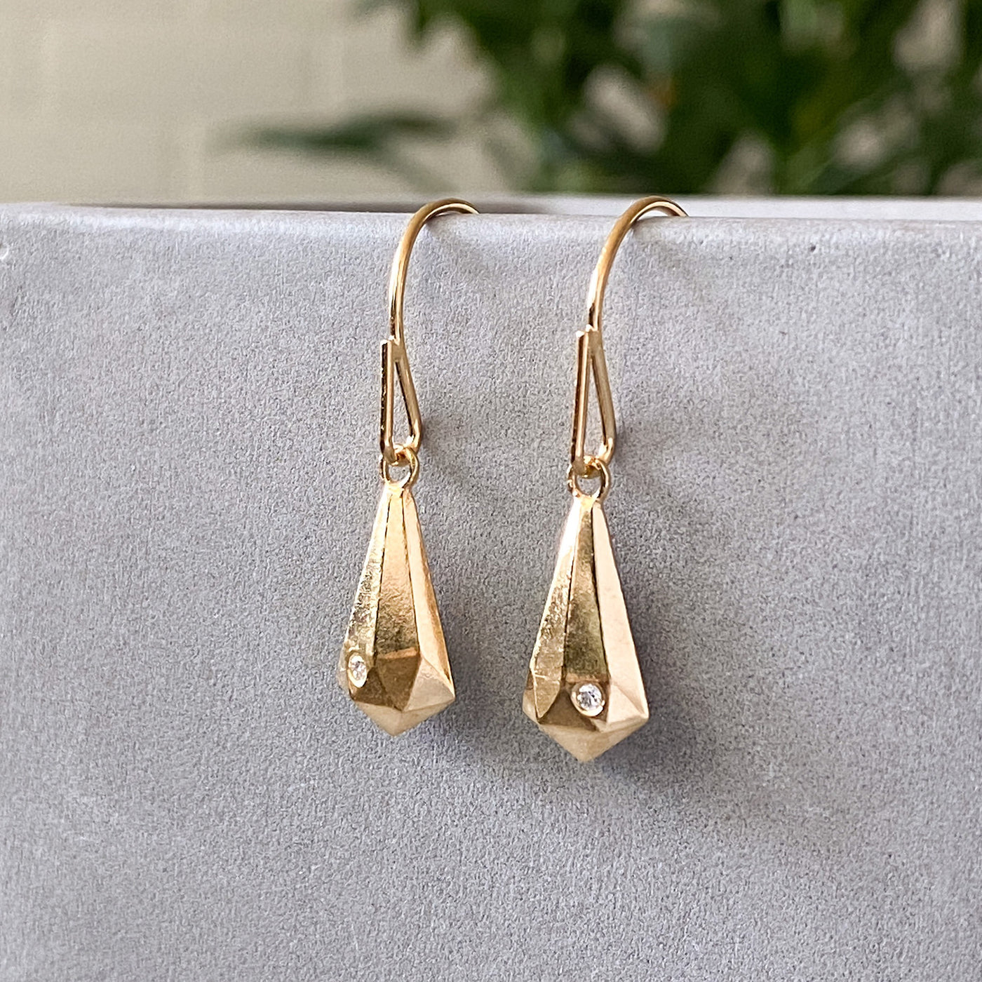 Vermeil and Diamond Crystal Fragment Earrings