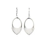 Silver Medium open petal shape earrings with textured bottoms