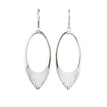 Silver large open petal shape earrings with textured bottoms