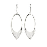 Silver large open petal shape earrings with textured bottoms