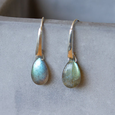 Silver Fragment Gemstone Drops in Smooth Labradorite