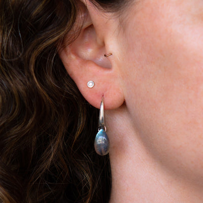 Silver Fragment Gemstone Drops in Smooth Labradorite