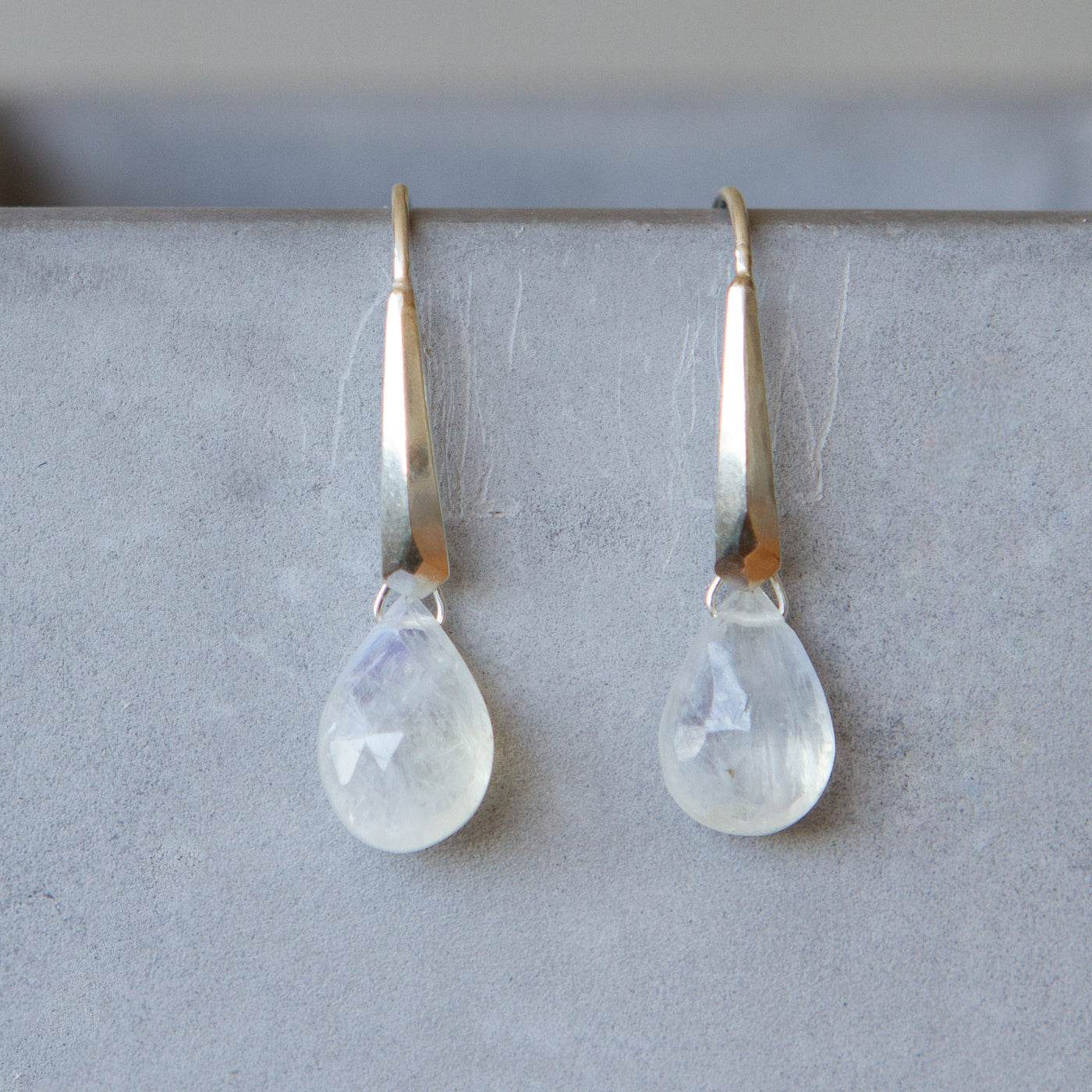 sterling silver fragment dangle earrings with moonstone drops