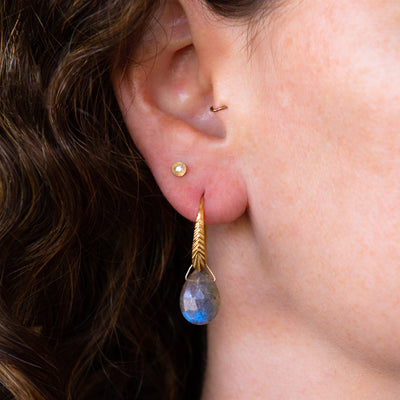 Vermeil Herringbone Gemstone Drops in Faceted Labradorite