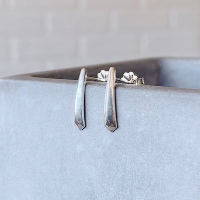 Silver Tapered Fragment Stud Earrings