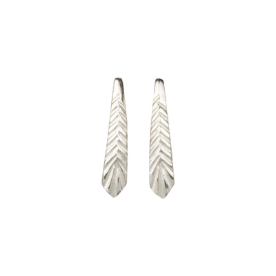 Silver Tapered Herringbone Stud Earrings