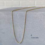 14k yellow gold 1.1mm cable chain