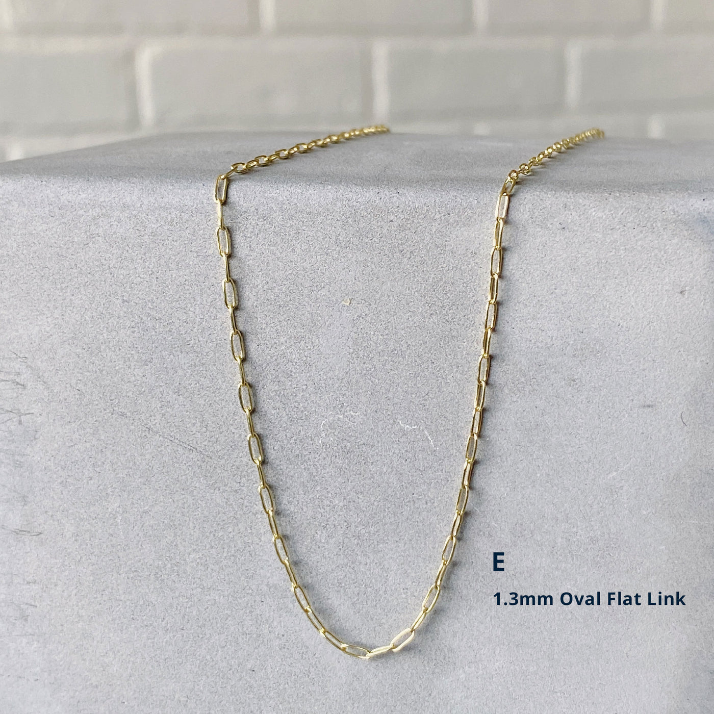 14k yellow gold 1.3mm oval flat link chain
