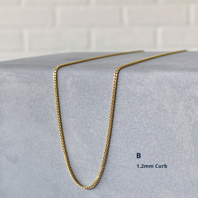 14k yellow gold 1.2mm curb chain
