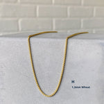 14k yellow gold 1.3mm whtea chain