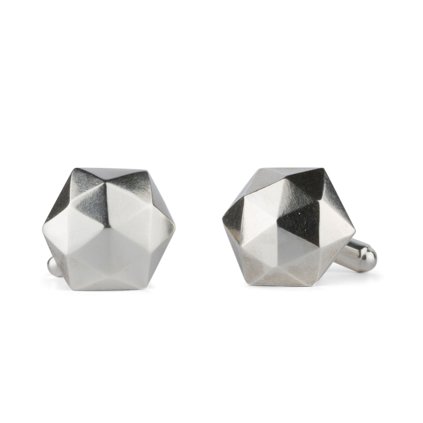 Sterling Silver Faceted Hexagonal Fragment Cufflinks by Corey Egan
