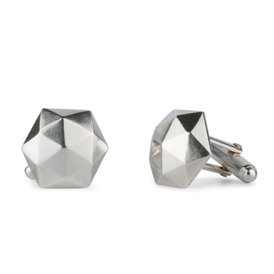 Sterling Silver Faceted Hexagonal Fragment Cufflinks by Corey Egan