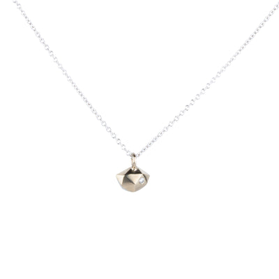 Faceted tiny fragment necklace with a diamond in 14k white gold