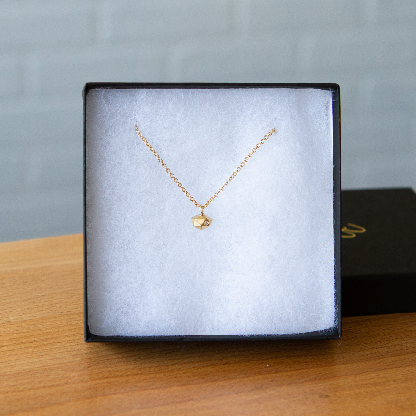 Vermeil Tiny Fragment Diamond Necklace by Corey Egan in a gift box