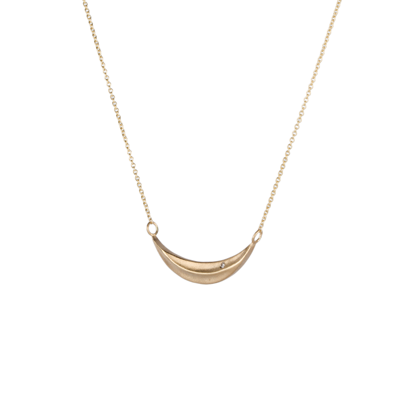 Gold and Diamond Wisp Necklace by Corey Egan on a white background side view