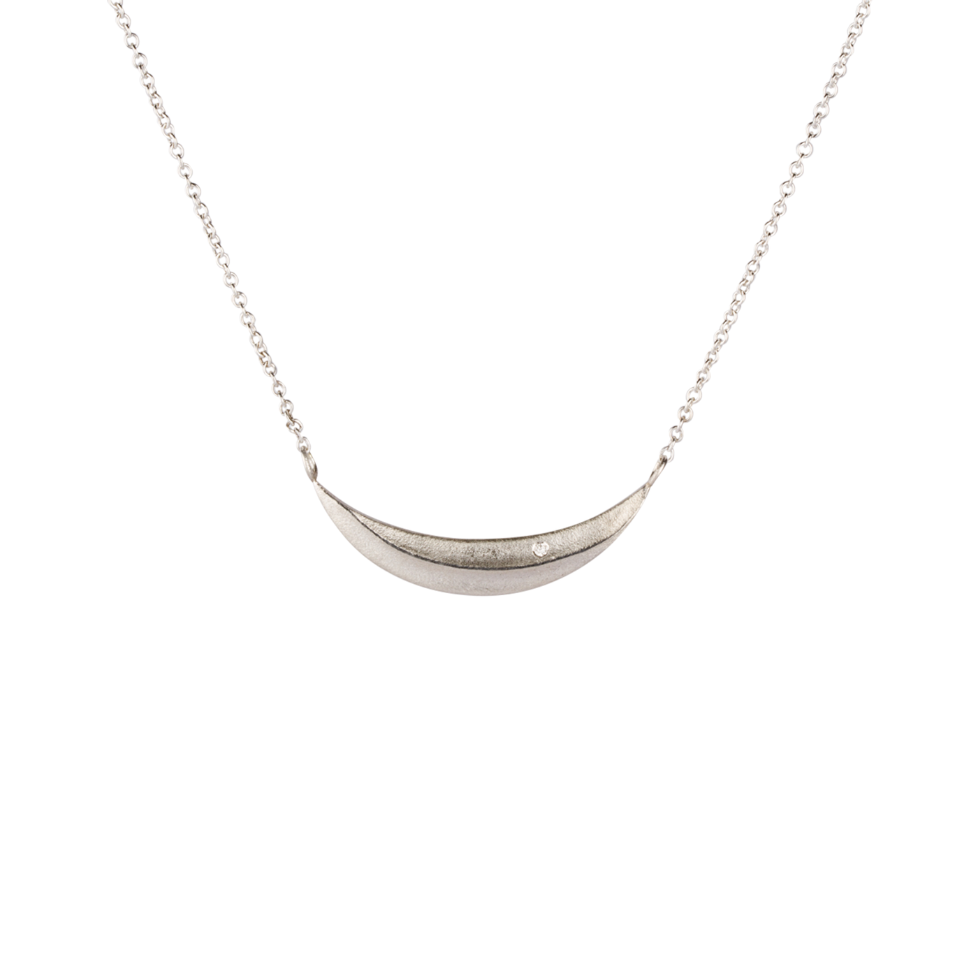 Sterling Silver and Diamond Wisp Necklace by Corey Egan on a white background