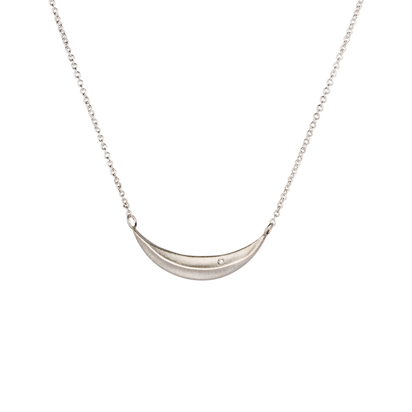 Sterling Silver and Diamond Wisp Necklace by Corey Egan on a white background alternate view