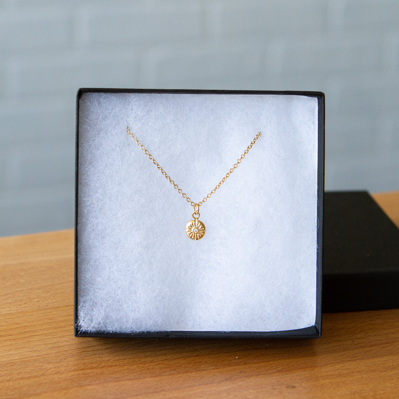 Small Lucia Diamond Vermeil Necklace in a gift box | Corey Egan