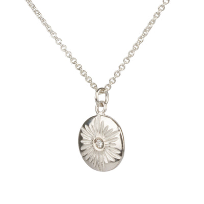 Large Lucia Diamond Necklace on a white background side view by Corey Egan