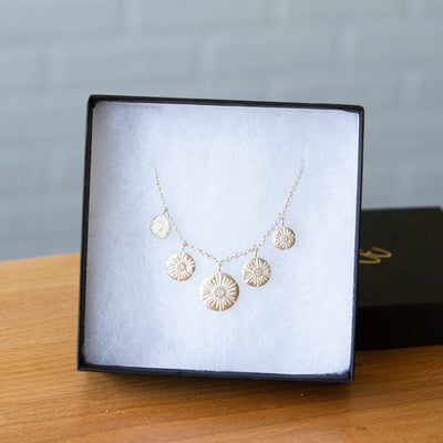 Five Lucia Diamond Silver Necklace in a gift box | Corey Egan