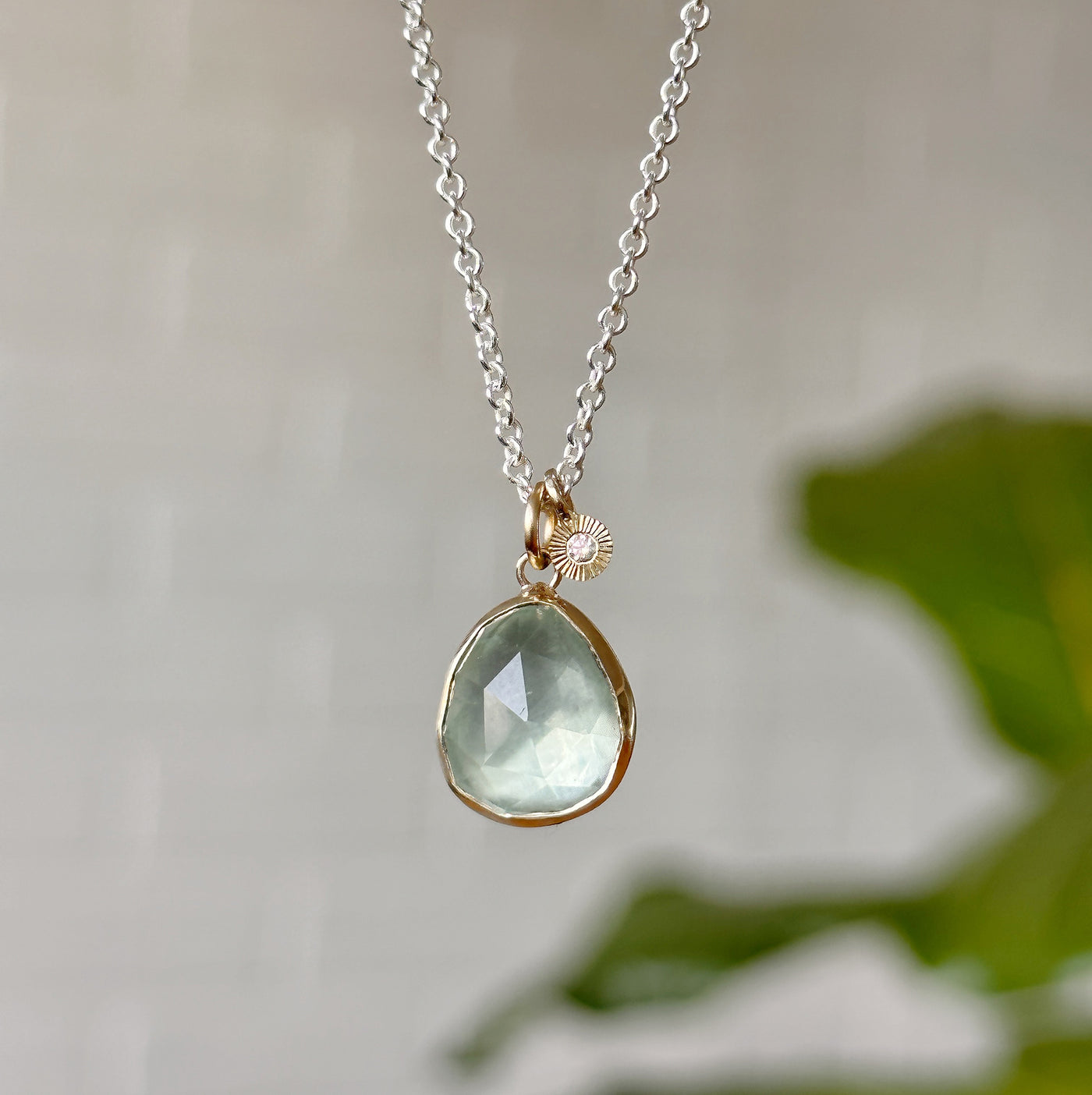 Aquamarine Silver and Gold Theia Necklace #3