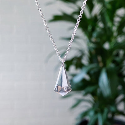 Sterling Silver and Diamond Crystal Fragment Necklace 