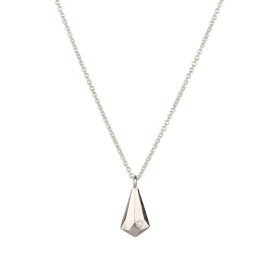 Sterling Silver and Diamond Crystal Fragment Necklace on a white background