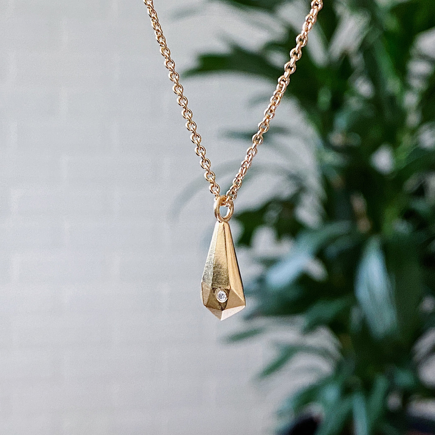 Side view of Vermeil and Diamond Crystal Fragment Necklace 