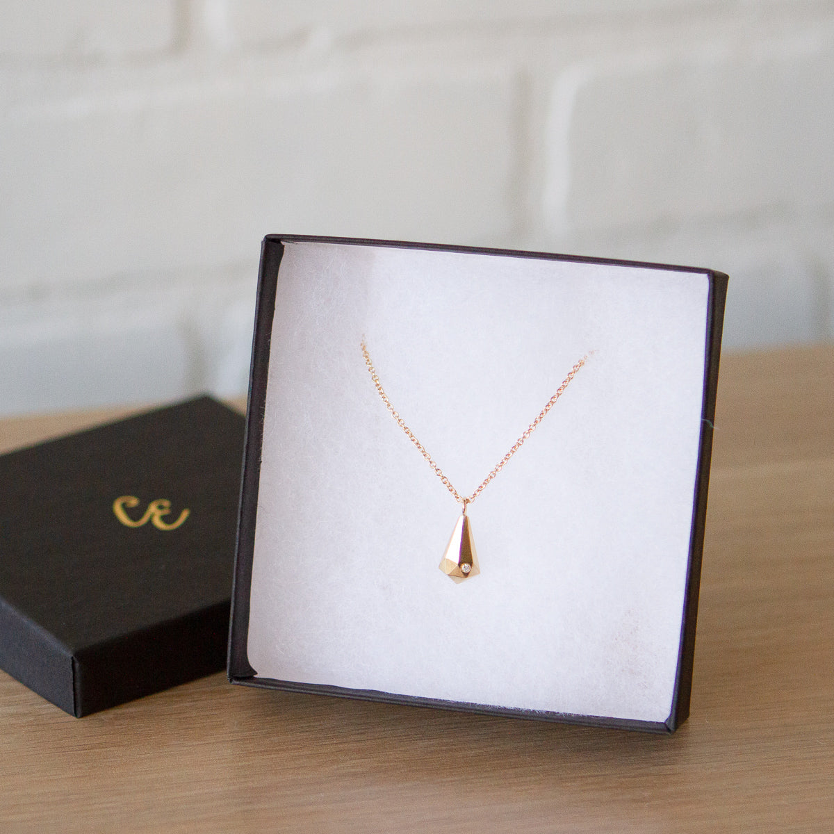 Vermeil and Diamond Crystal Fragment Necklace in a gift box