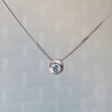 Diamond Small Aurora Birthstone Necklace in White Gold